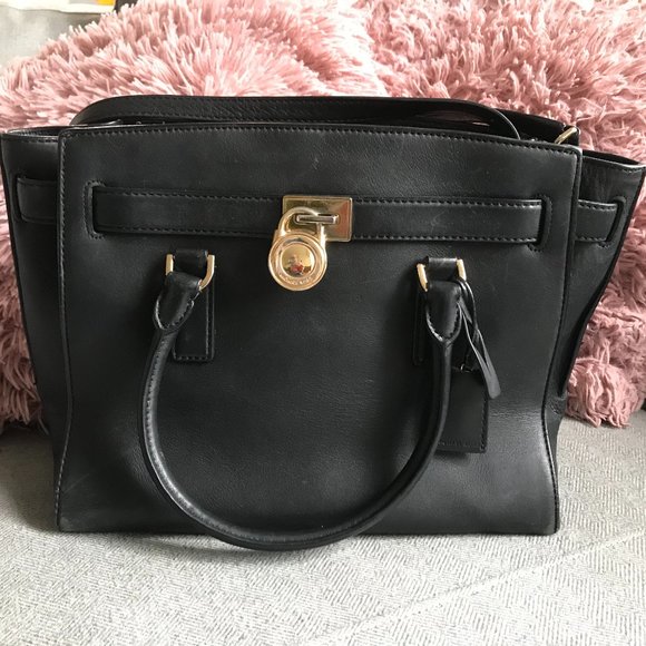 MICHAEL KORS "HAMILTON" SAFFIANO LEATHER SATCHEL - Picture 1 of 2